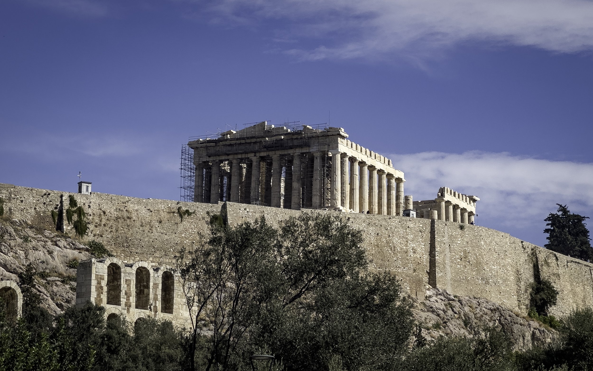 The magnificent and imposing Greek Parthenon set high on the Acropolis...