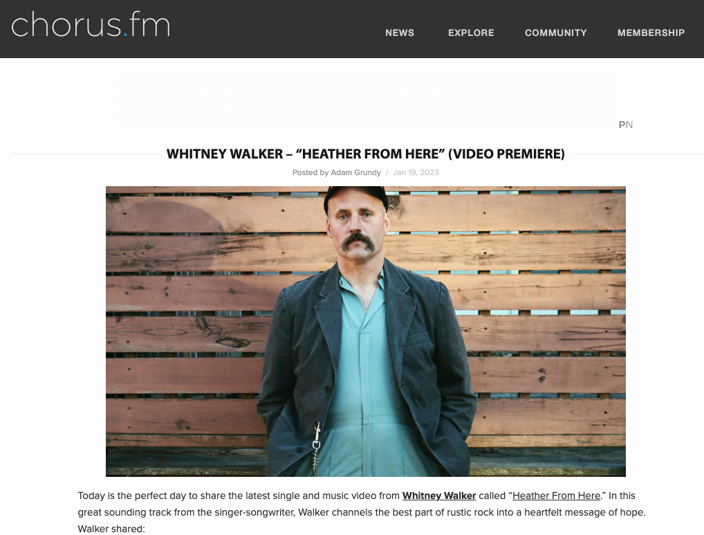 chorus.fm: WHITNEY WALKER – “HEATHER FROM HERE” (VIDEO PREMIERE)