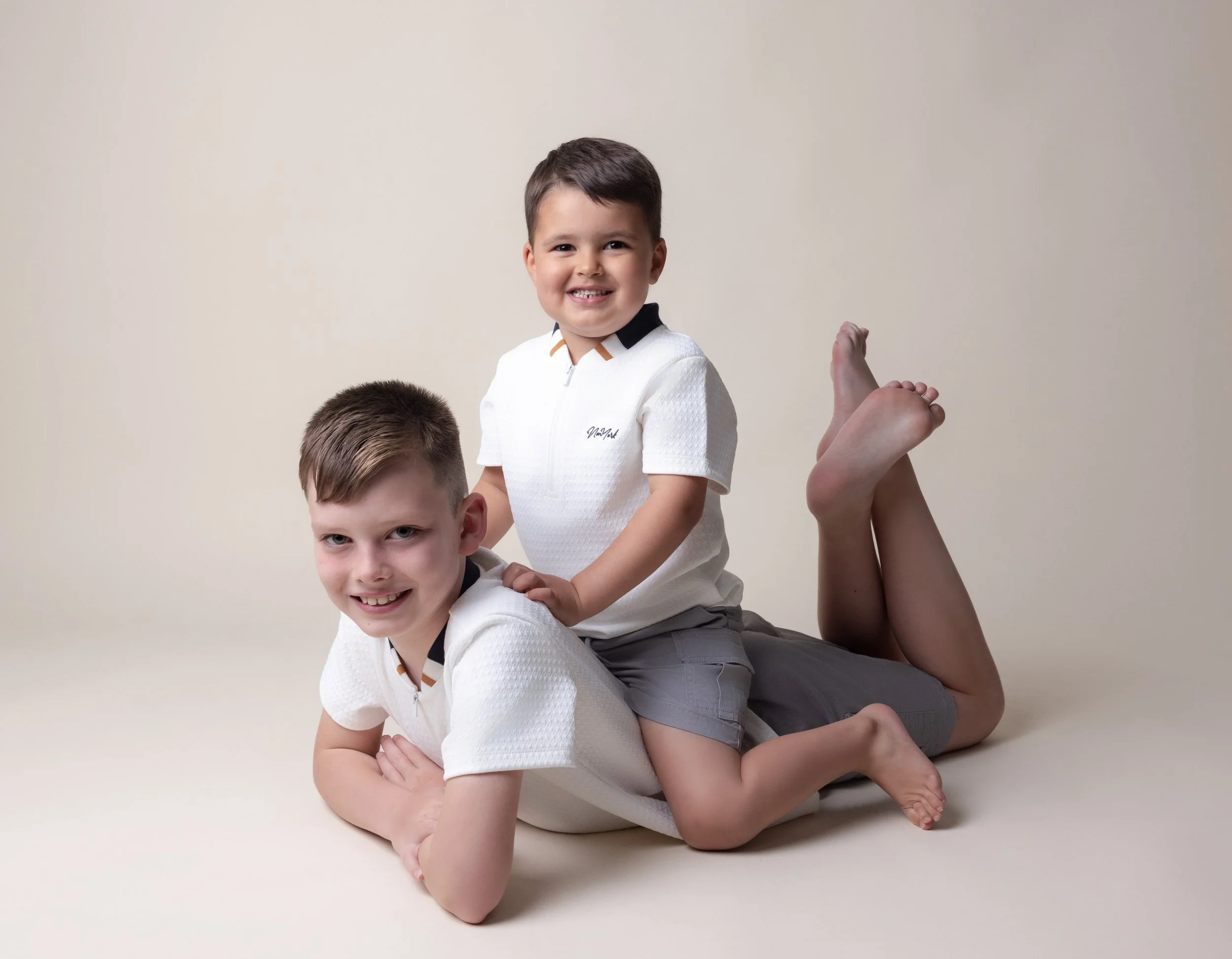 tow boys on a photoshoot