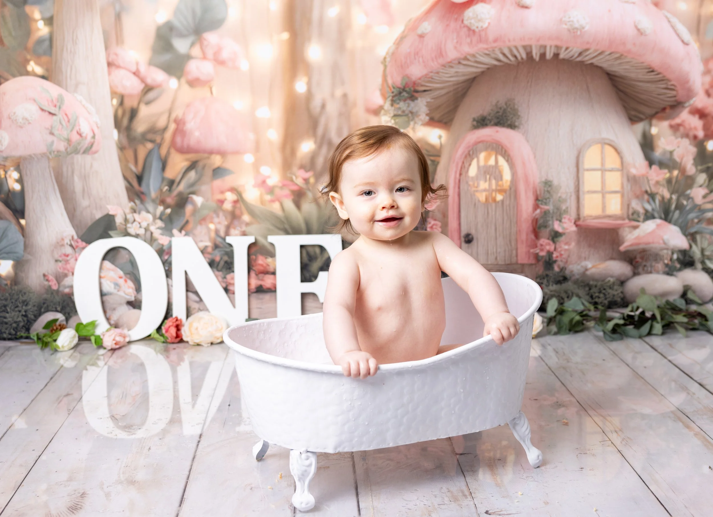 little girl in bathtub