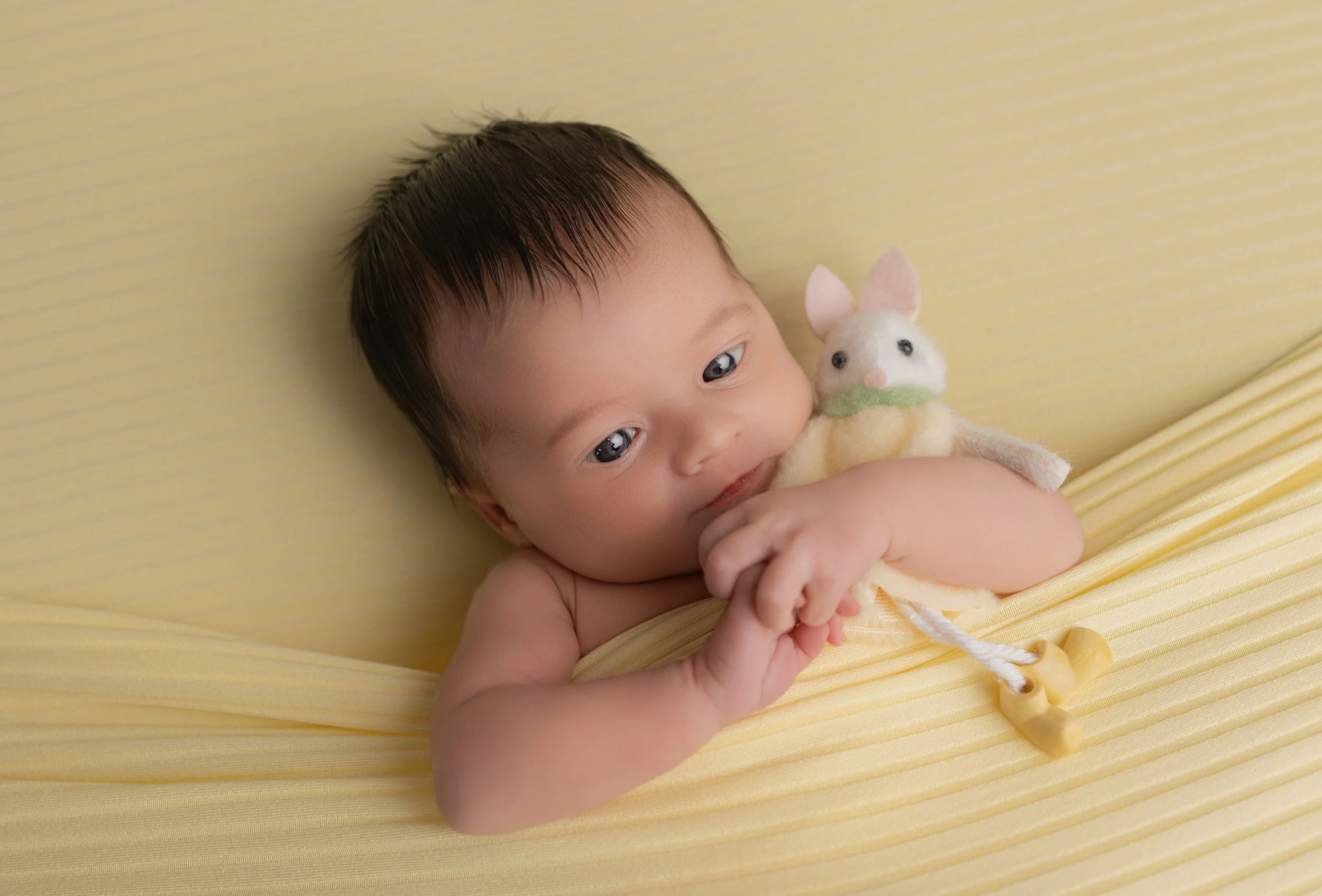 baby holding a teddy