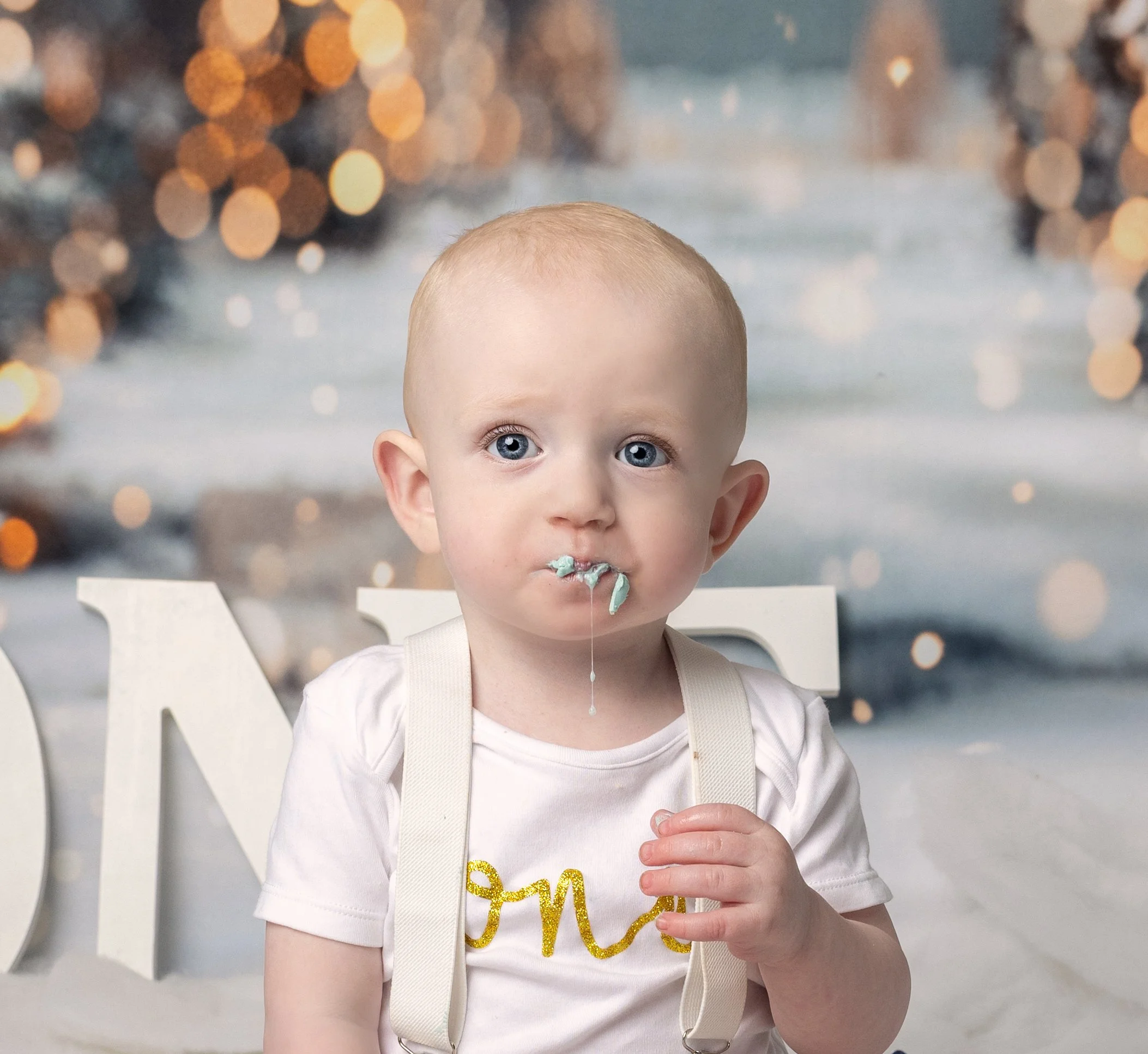 Baby eating cake 