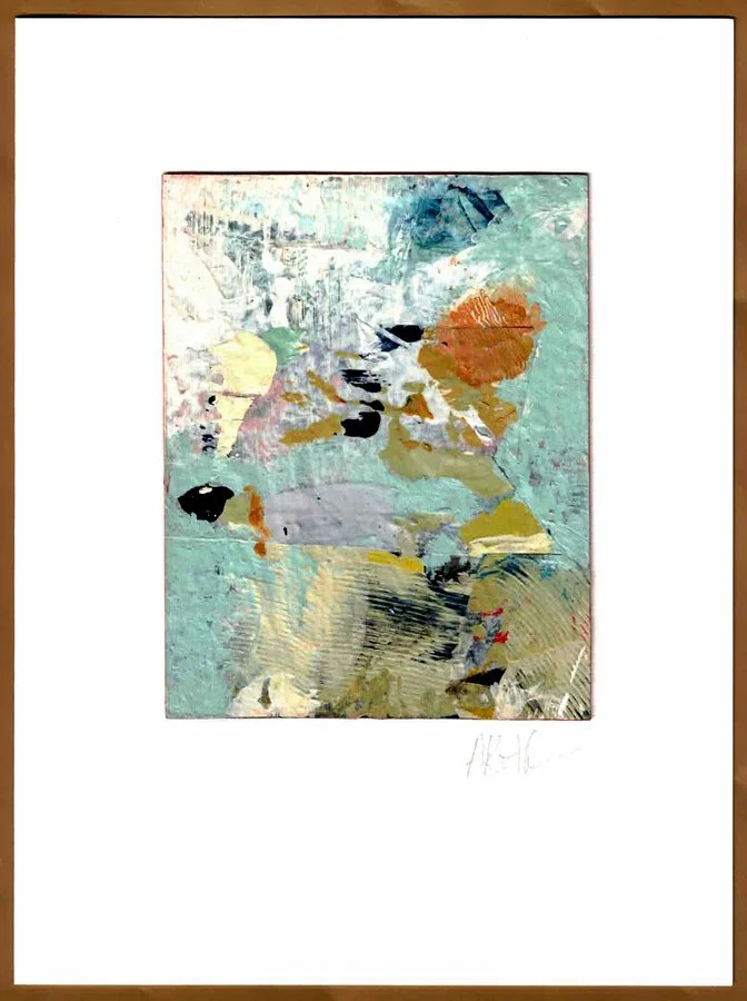 An original painting, mini sized and abstract in design, by artist Ann Roth.