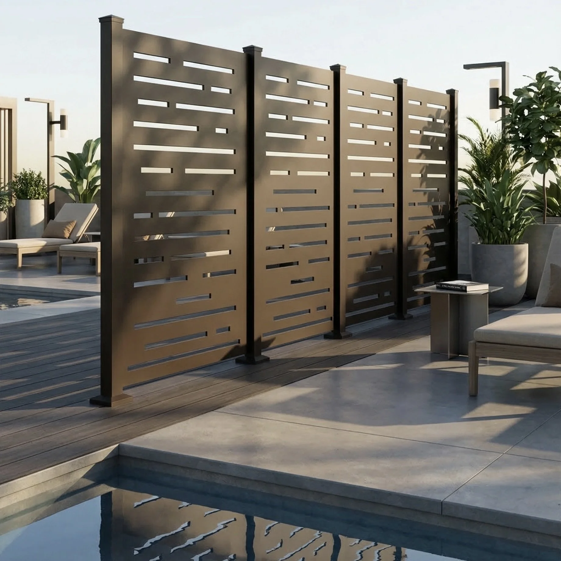 Blurrier Lines Privacy Screen – Dark Bronze Pool Area Divider