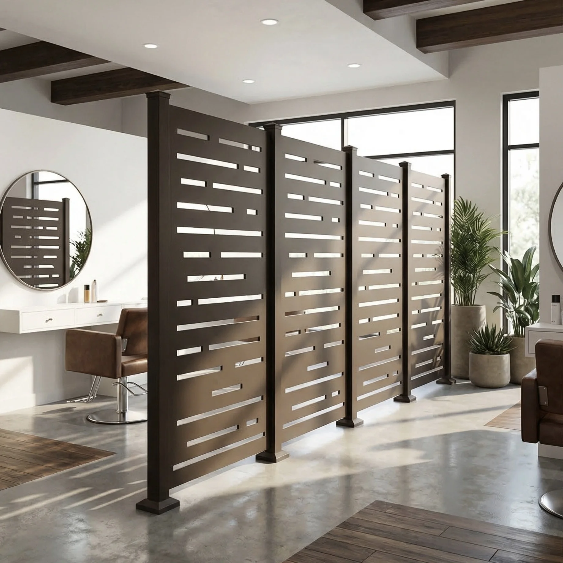 Blurrier Lines Privacy Screen – Dark Bronze Hair Salon Divider
