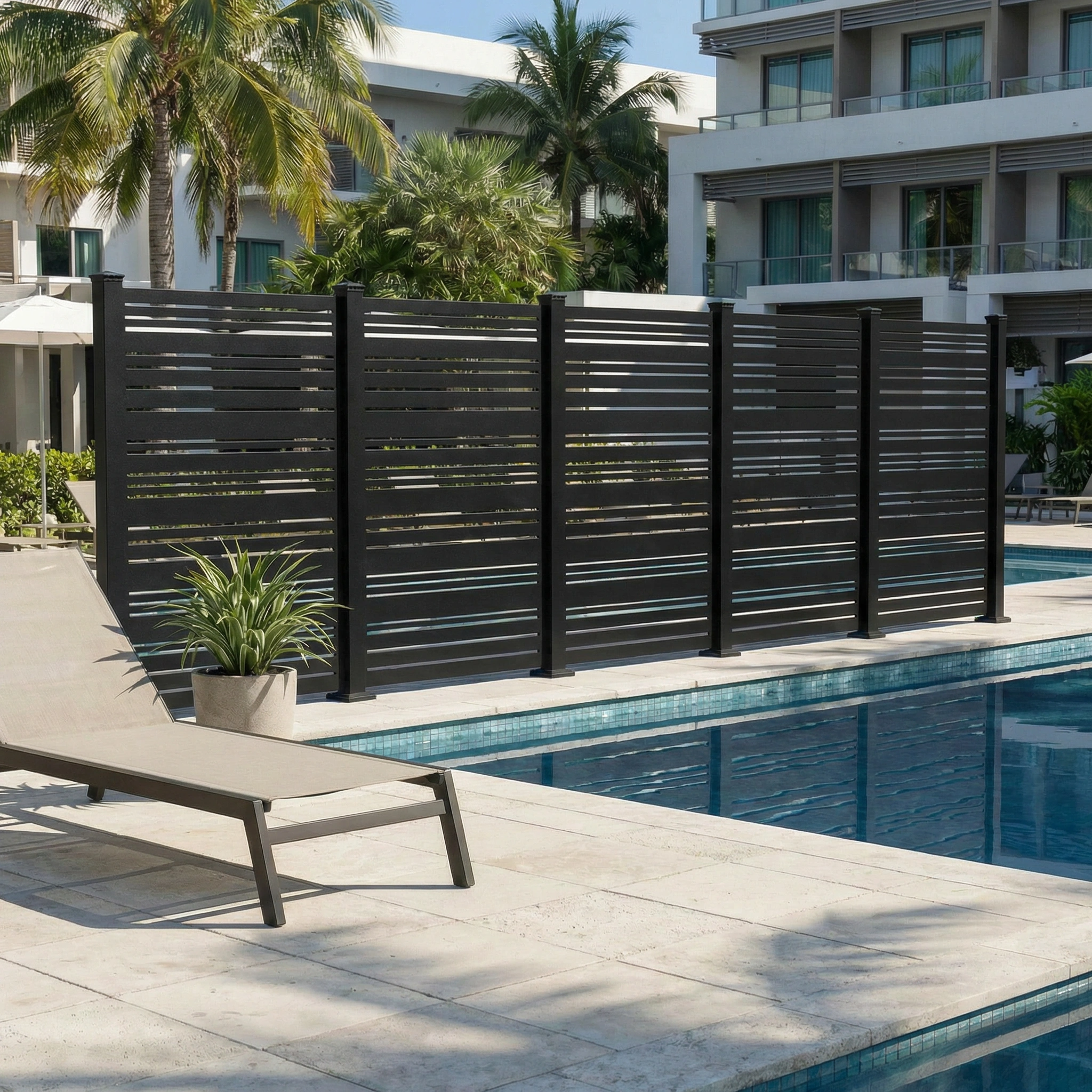 Next Line Privacy Screen – Black Pool Privacy Divider