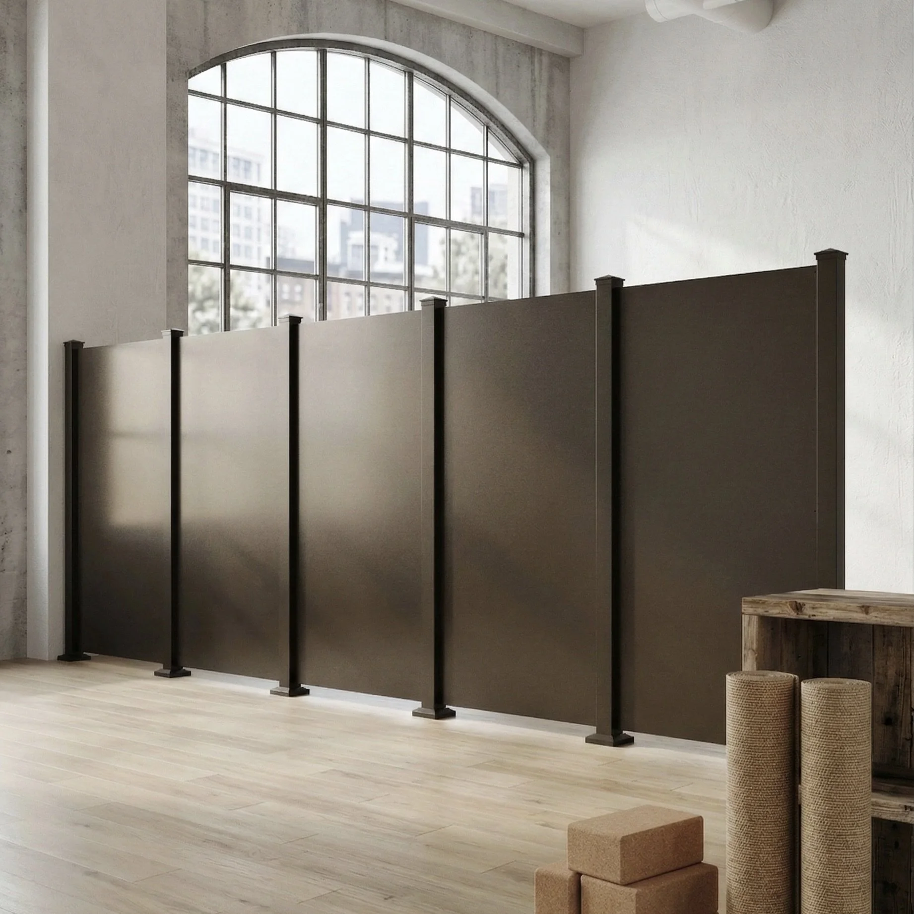 solid-aluminum-privacy-screen-fitness-studio-separation