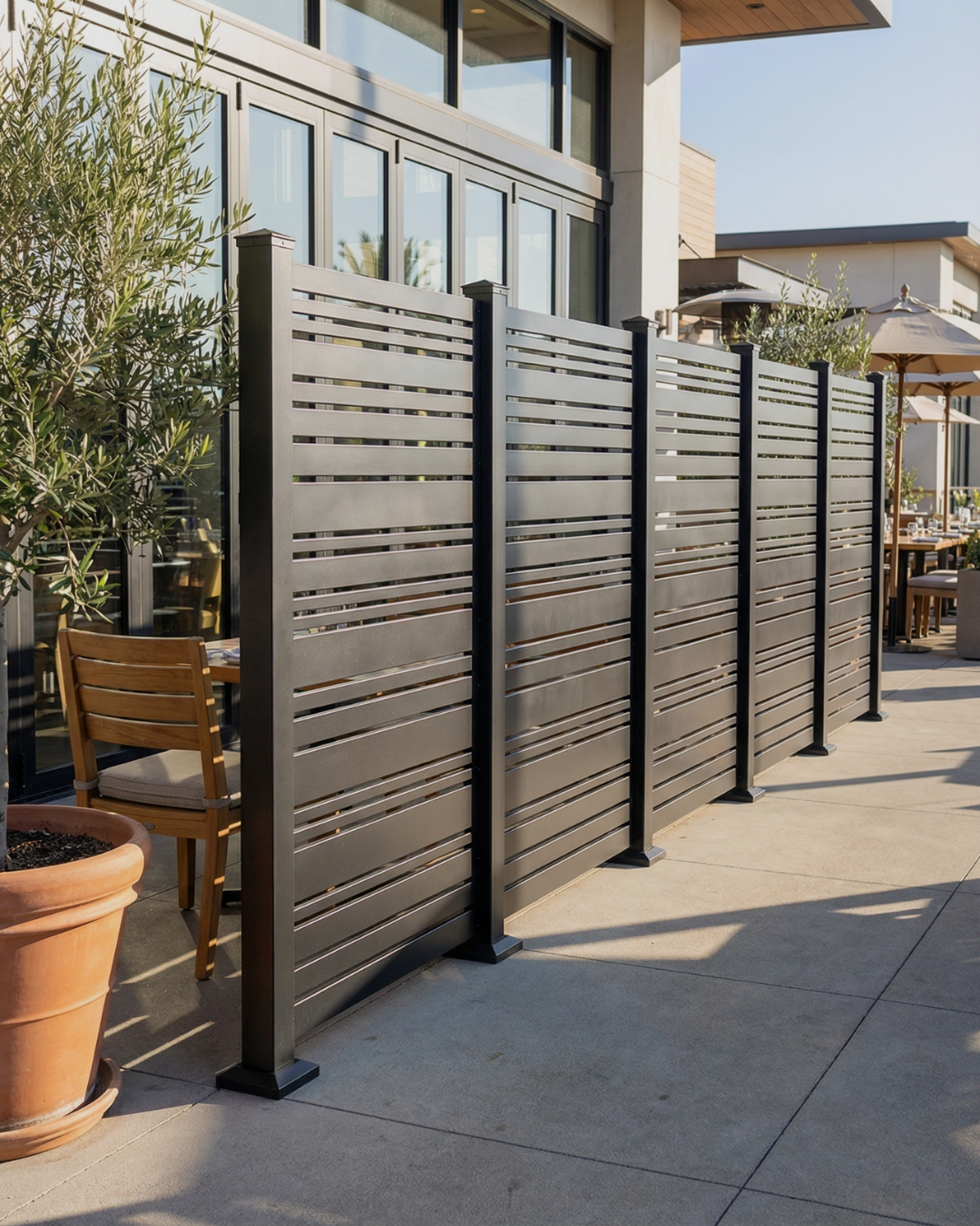 Next Line Privacy Screen – Black Restaurant Patio Privacy Divider