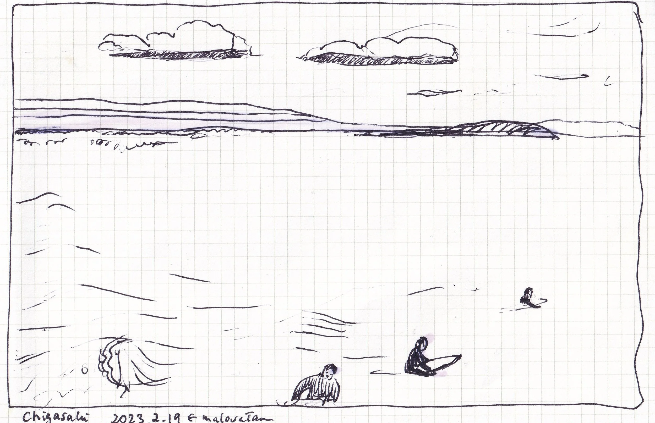 Clouds in Chigasaki / Pen on paper, 2023