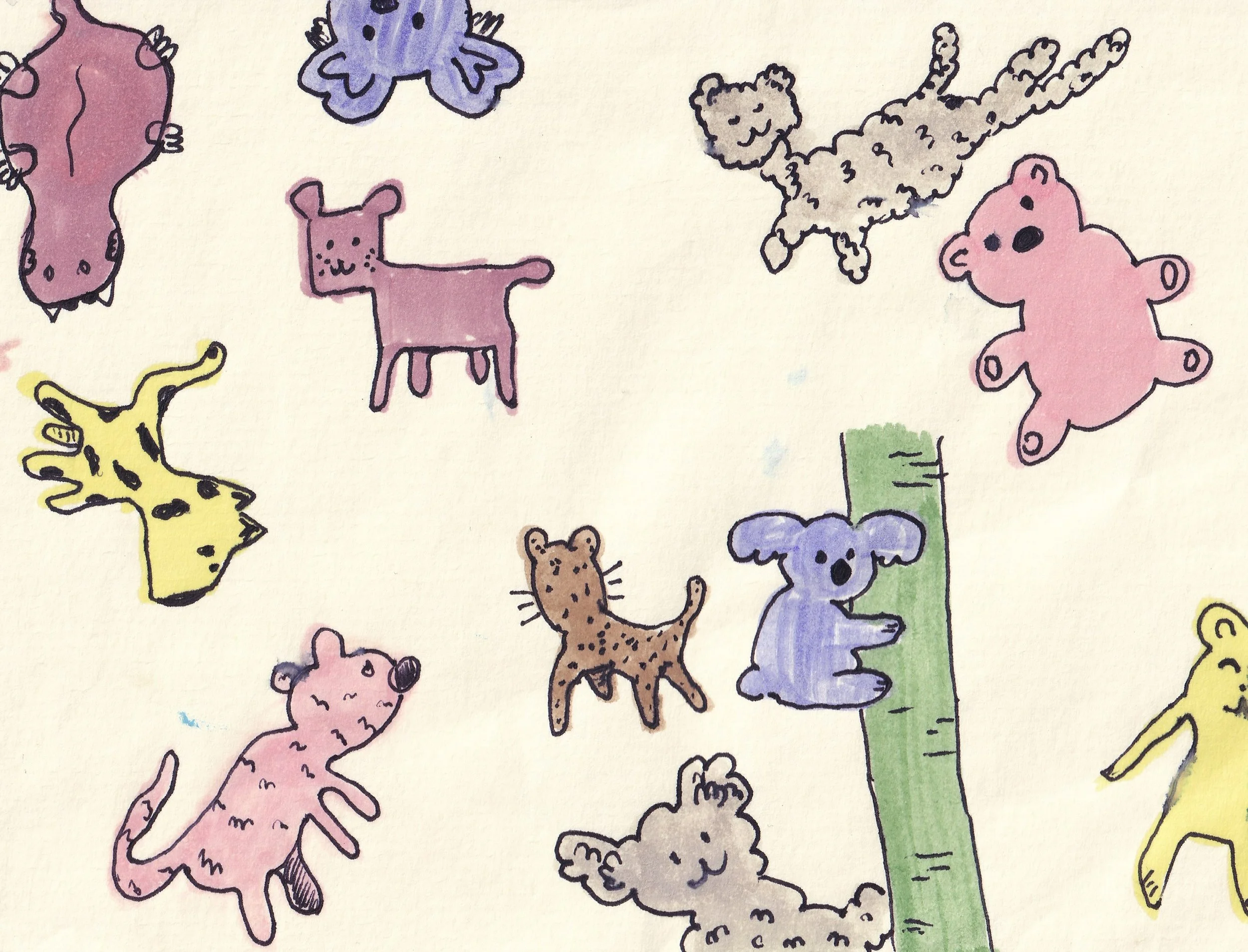 Animalitos lindos / Markers on paper, 2020