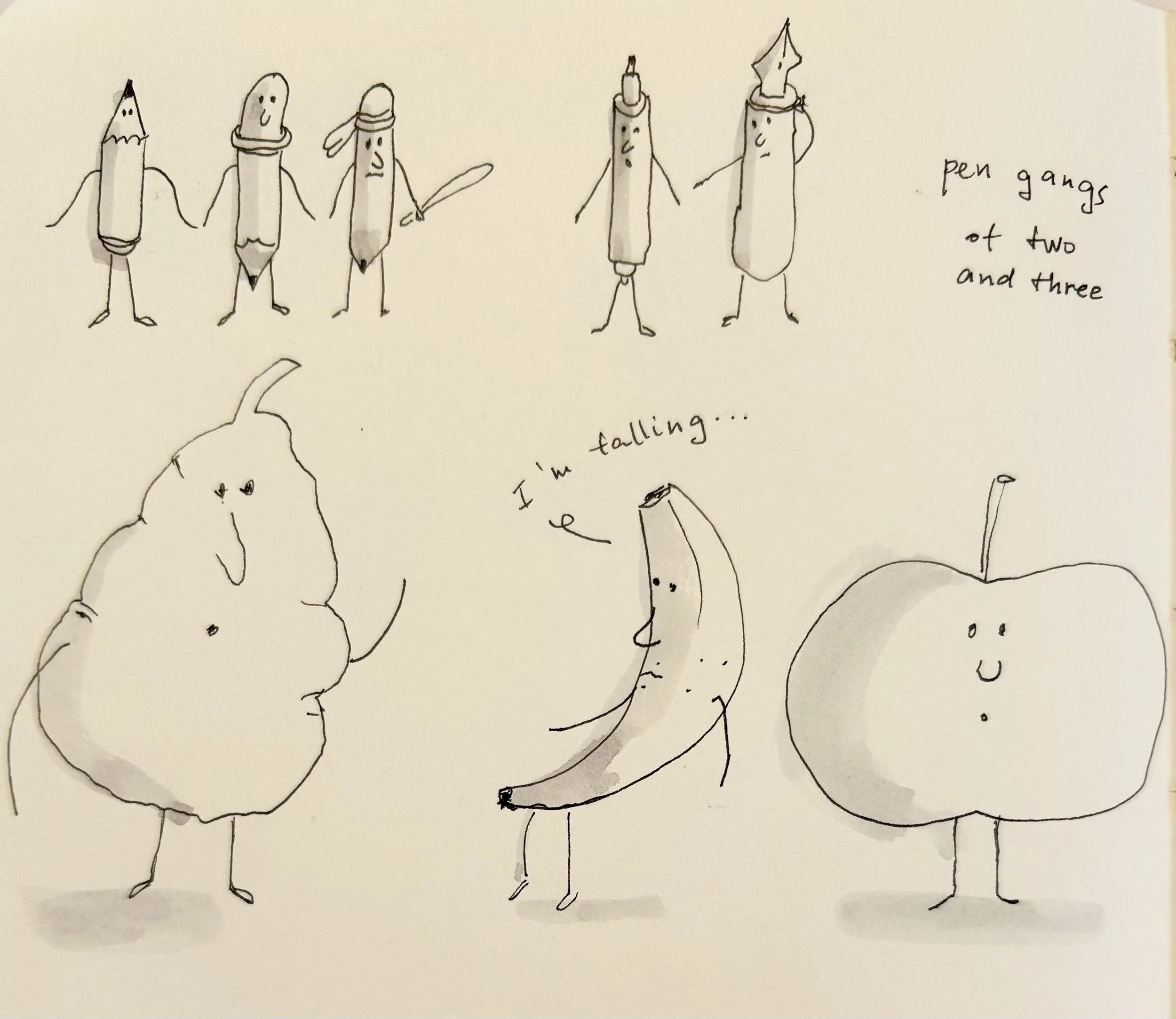 Yakuza Pen Gang & Falling Banana / Pigment ink on paper, 2020 