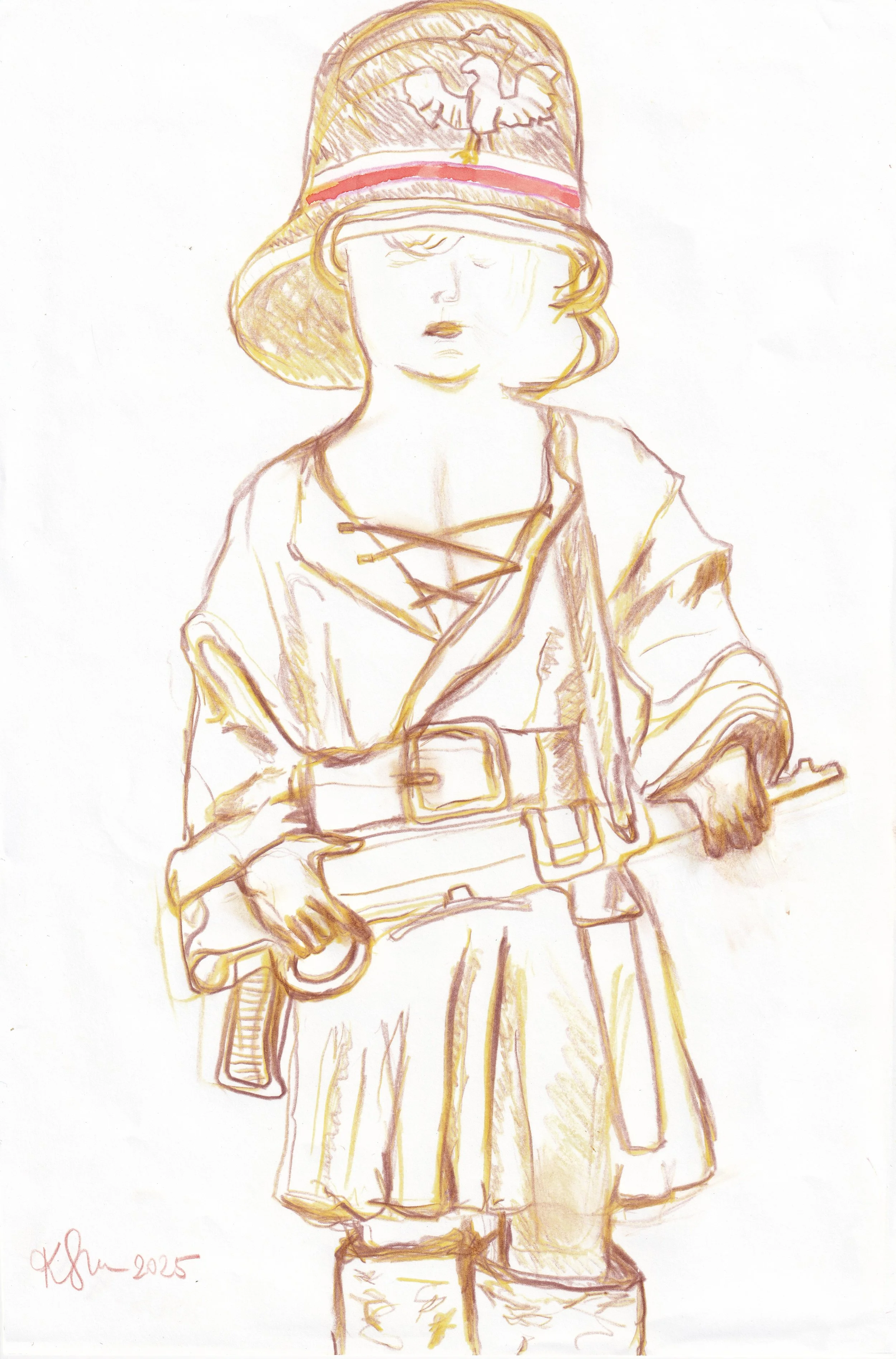 The Little Insurrectionist / Colored pencils on paper, 2025
