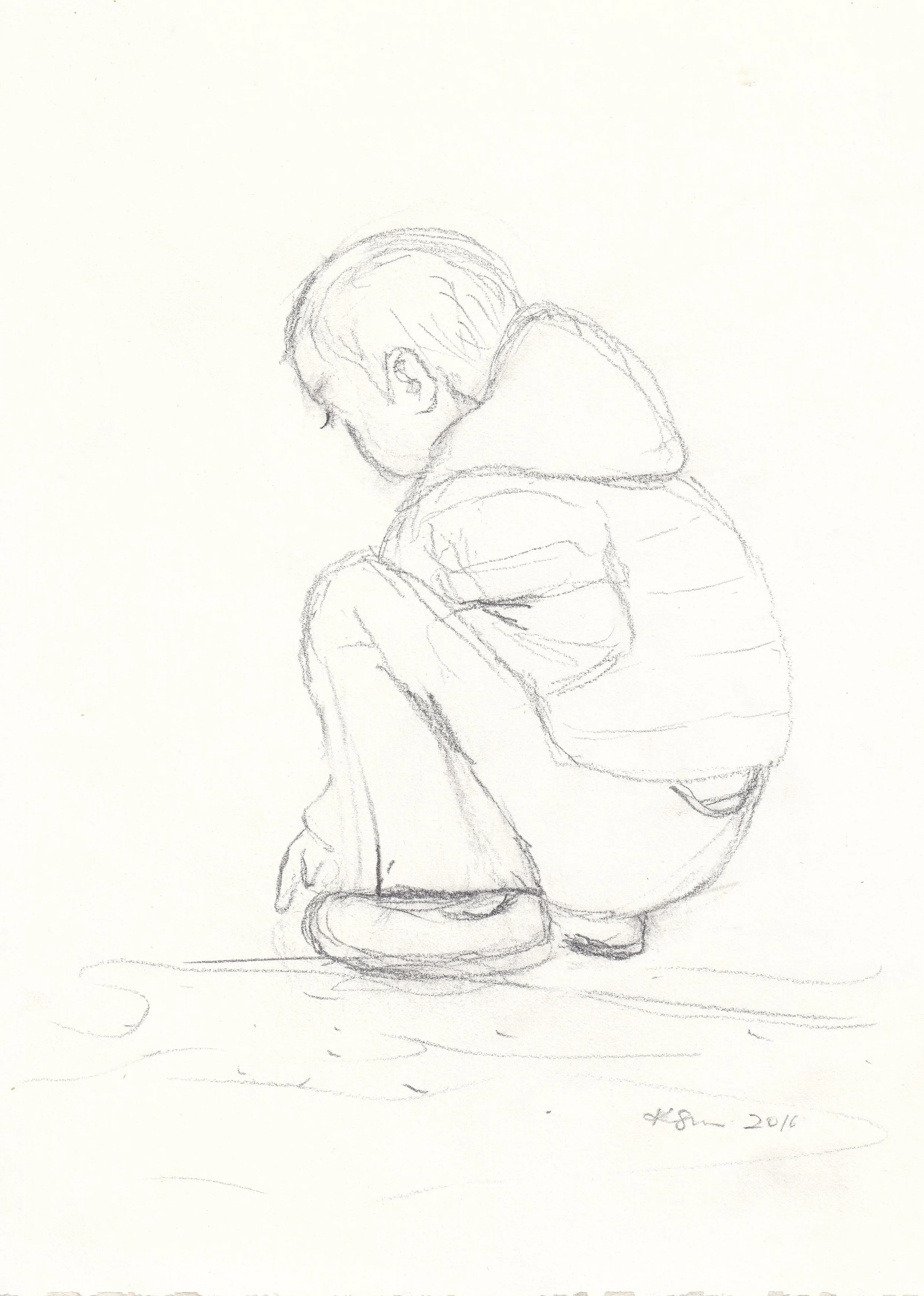 On the Ninomiya Beach / Pencil on paper, 2015