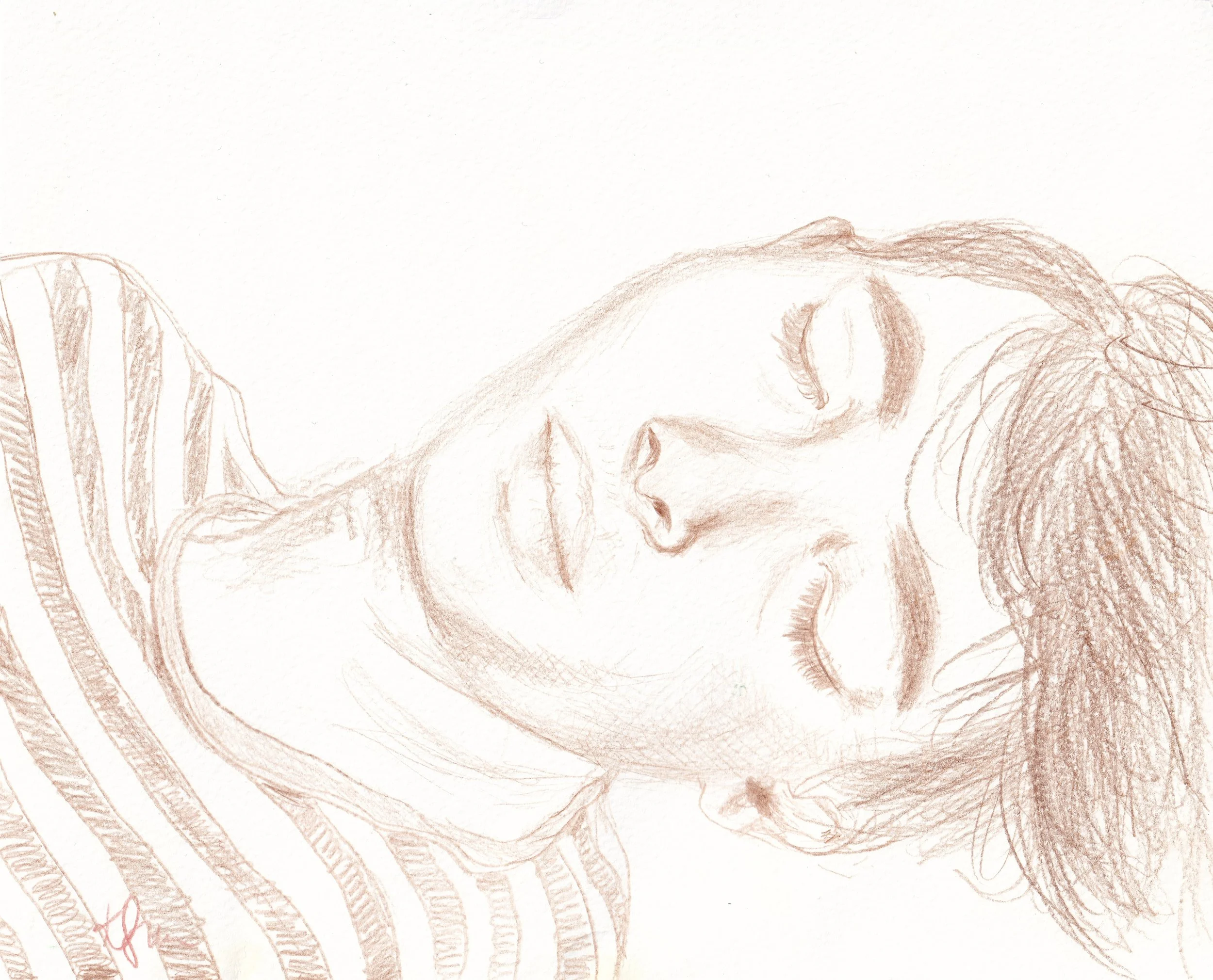 Sleeping Son Study #1 / Sanguine pencil on paper, 2025