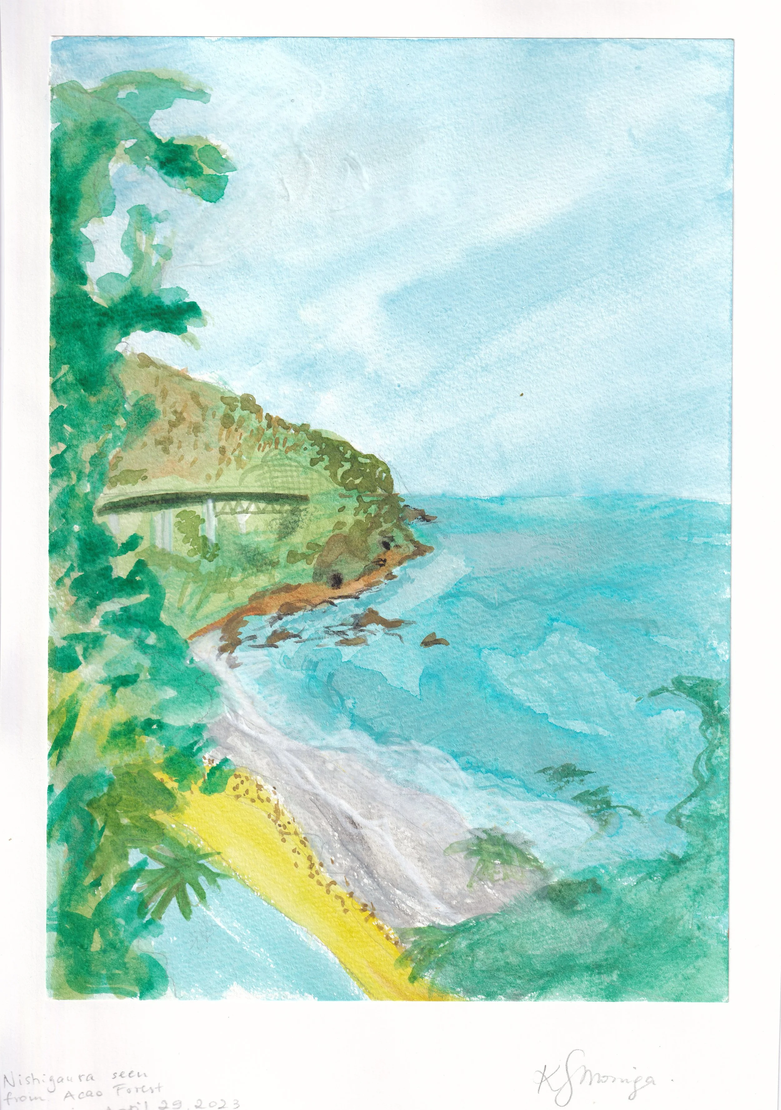 Nishigaura Seen from Acao Forest, Atami / Watercolor on paper, 2023