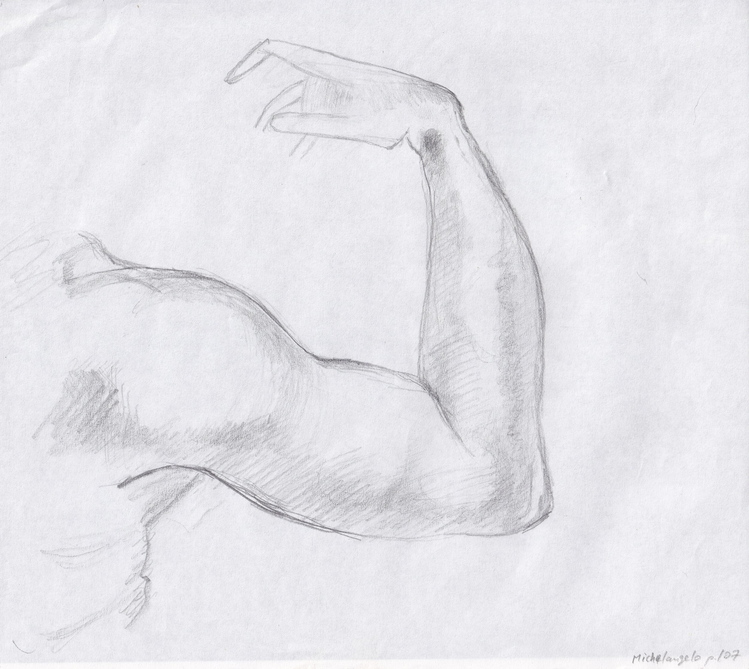 Arm, Study after Michelangelo / Pencil on paper, 2019