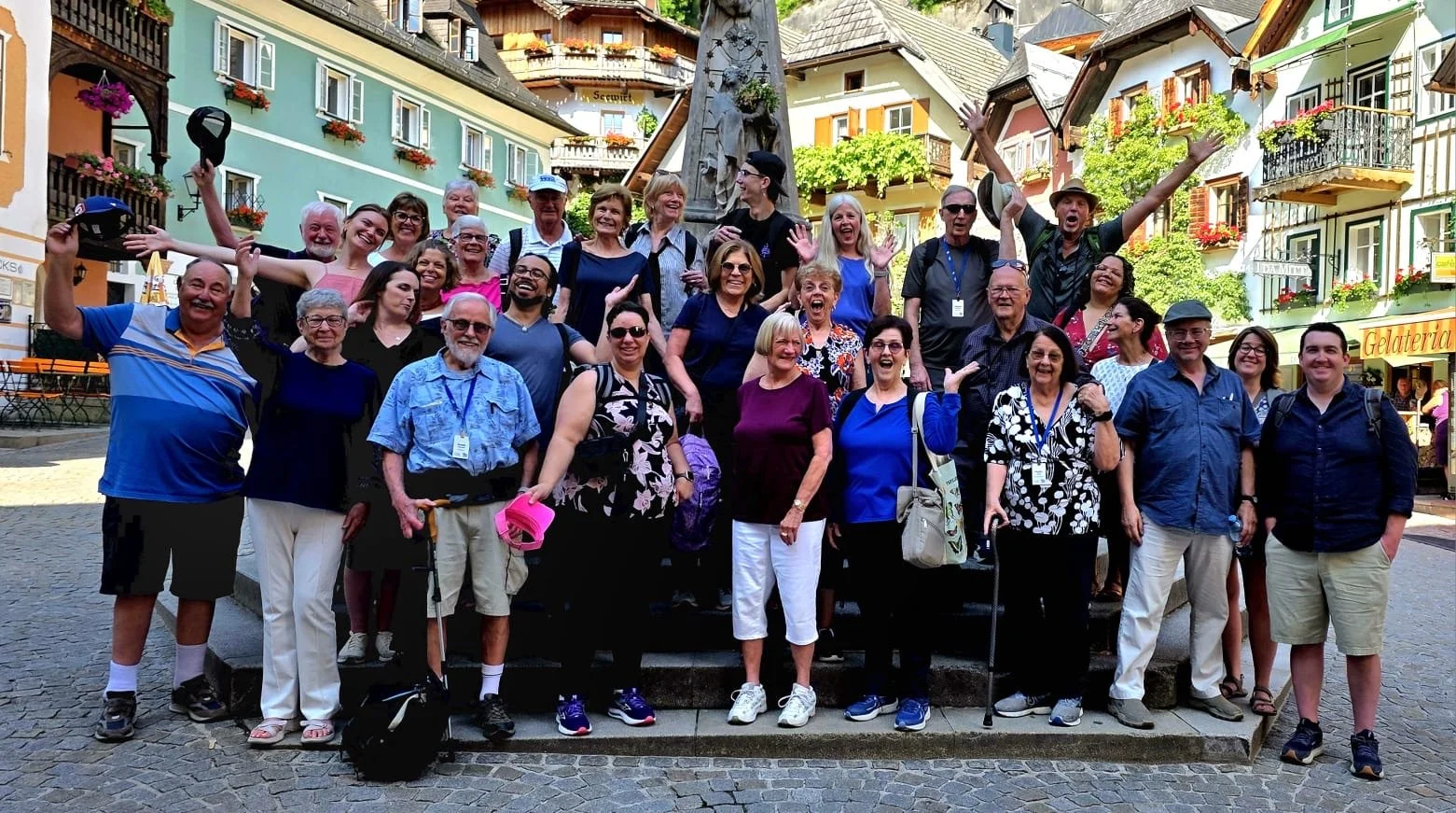 River City Chorale group photo in Hallstatt town center