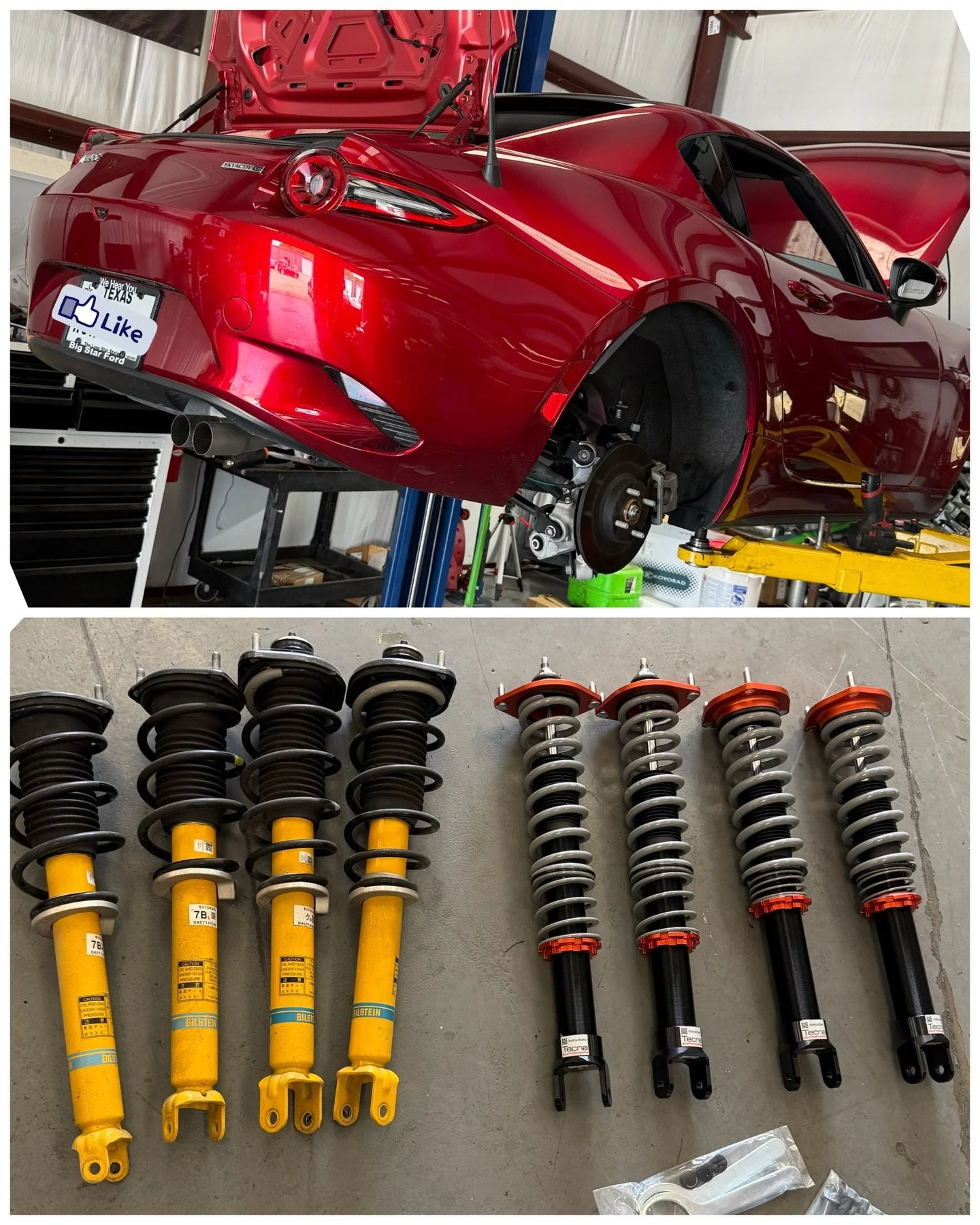 Upgrading a customers new #NDmiata with @supermiata Tecna coilovers. #arhindrichsllc #houstonmiataclub #supermiata @houstonmiataclub