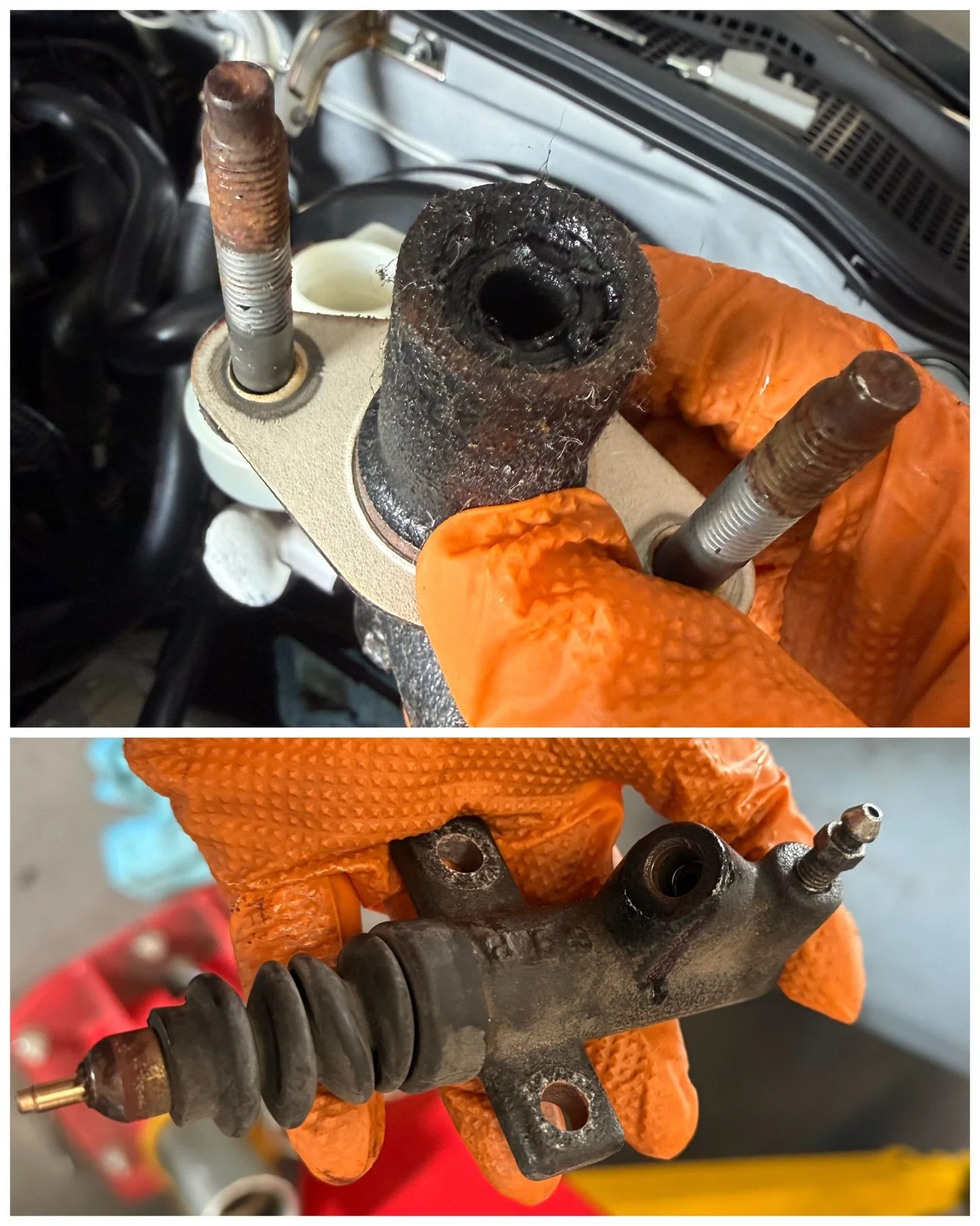 Almost 20 year old #NCmiata came in with the ORIGINAL clutch hydraulics. They finally were giving up. Replaced out with new OEM hydraulics and good to go another (almost) 20 years we hope. #arhindrichsllc #houstonmiataclub #houstonmiatagroup #thatmia