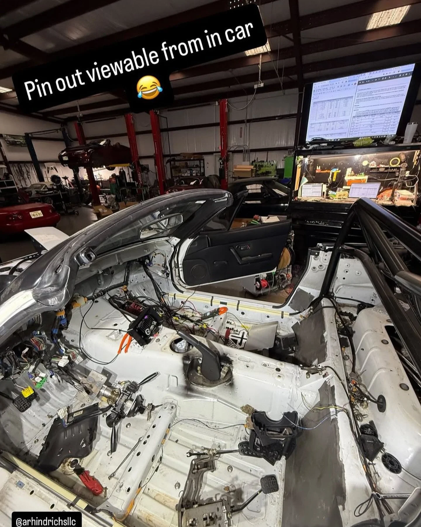 Deep into the wiring up this #NAmiata racecar. #arhindrichsllc #houstonmiataclub #houstonmiatagroup @houstonmiataclub
