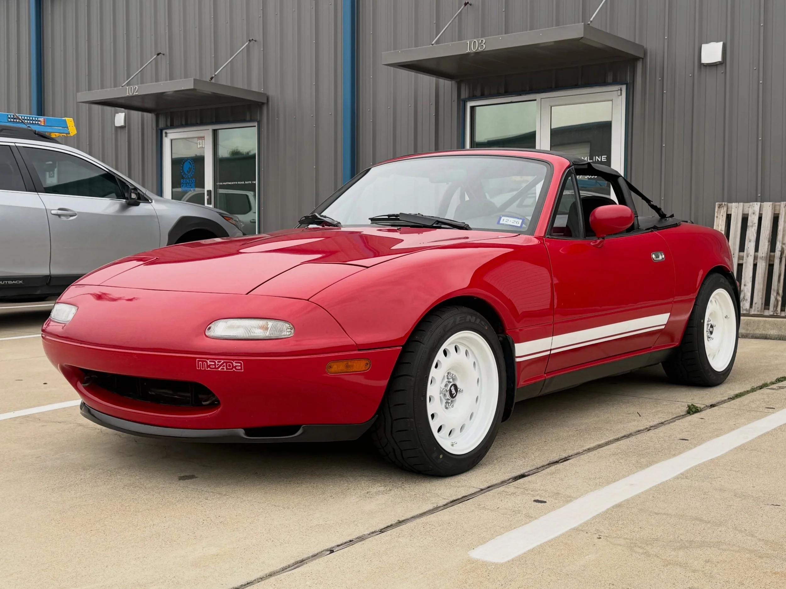This super clean red #NAmiata came in for a PPI this morning. #arhindrichsllc #houstonmiataclub #houstonmiatagroup @houstonmiataclub