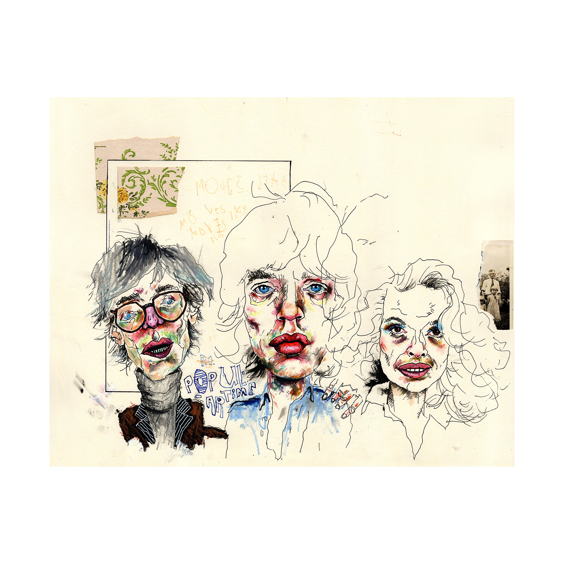 Andy Warhol, Mick and Bianca Jagger  14" x 11"