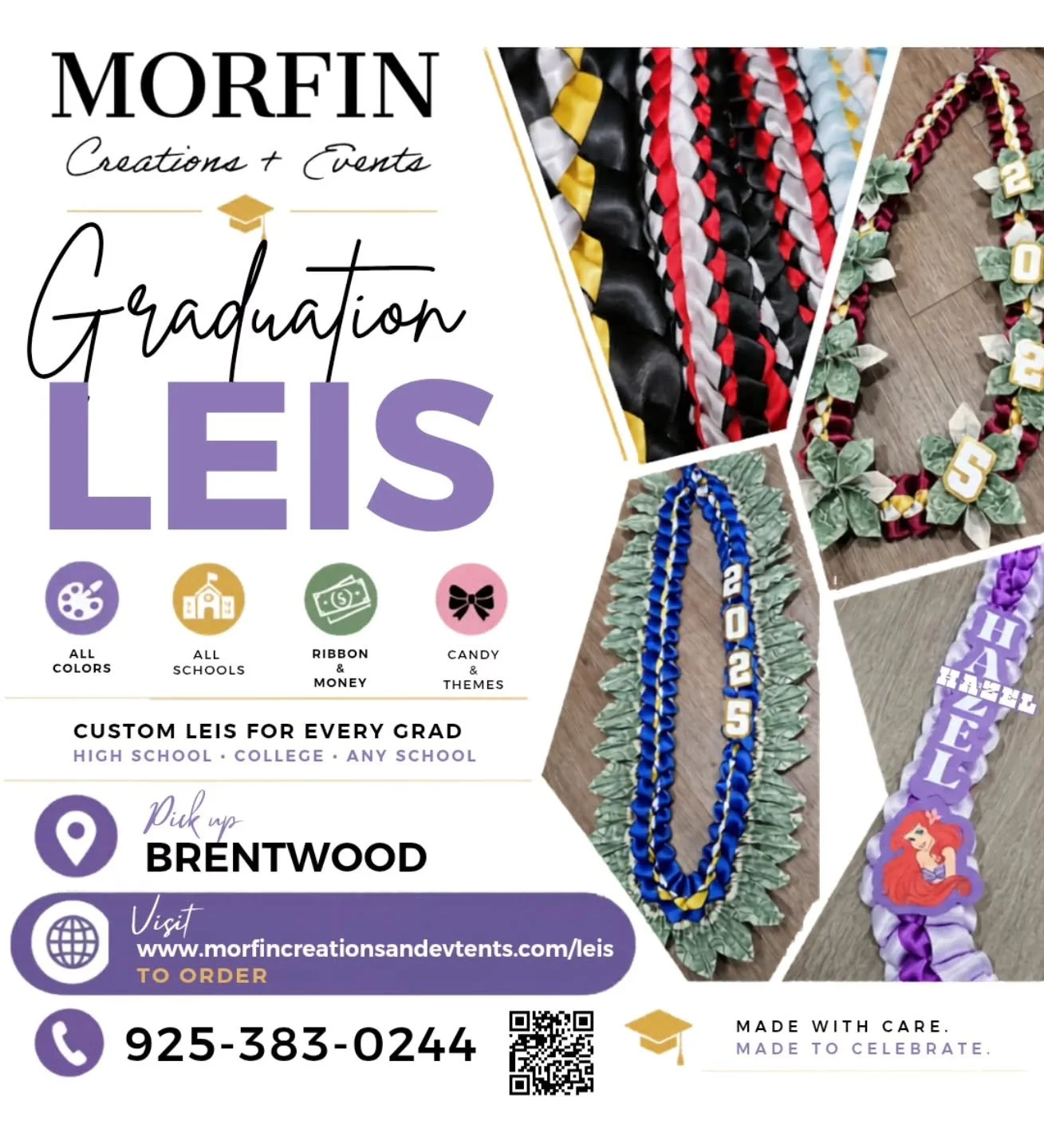 Leis for every milestone. 🎓❤️ 
Visit our website linked in profile to place your order.

#bestofbrentwood
#brentwoodca #brentwood94513 #graduationlei #grad2026