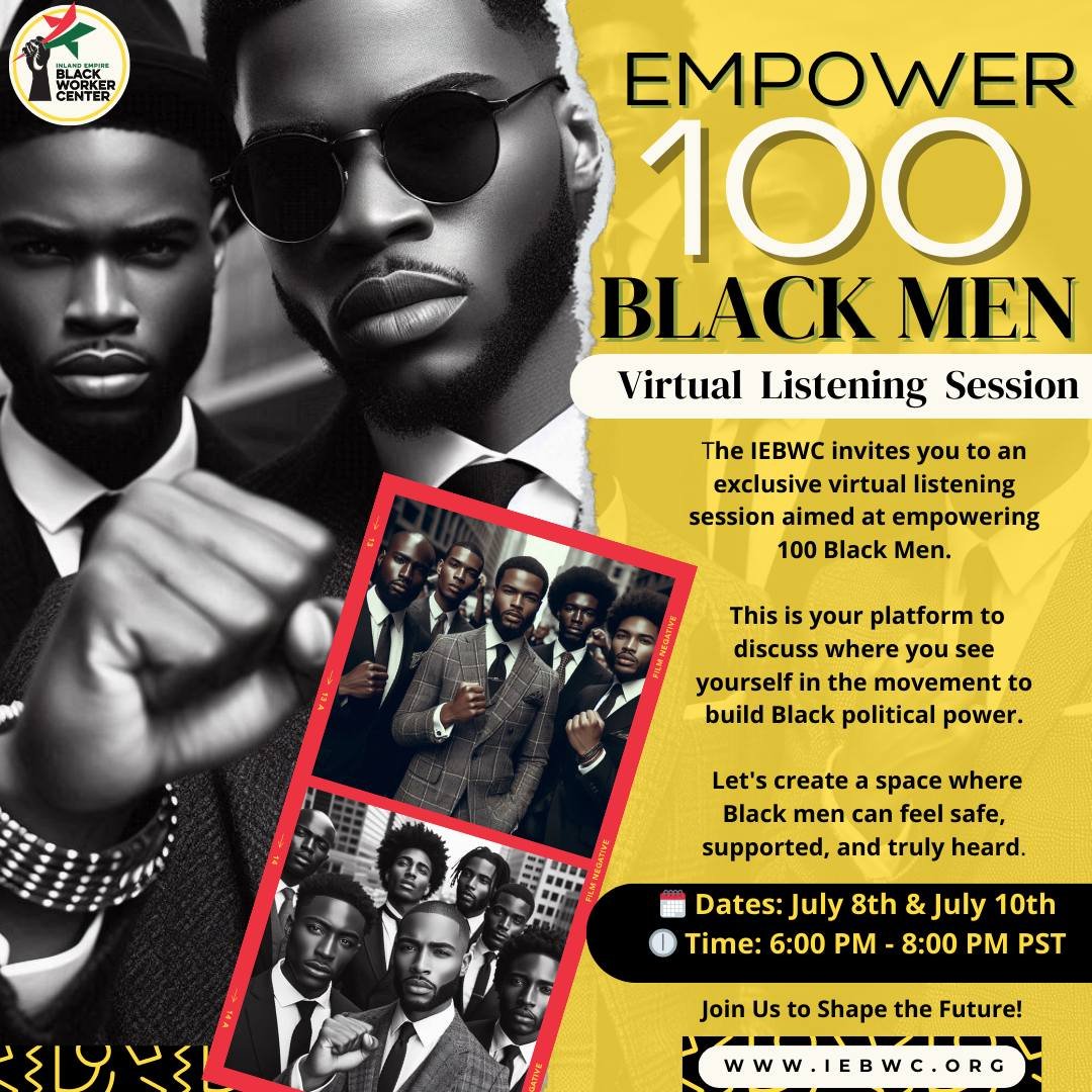 📣 Attention Black Men! 📣

Join us for a powerful Virtual Listening Session designed exclusively for you! Let&rsquo;s come together, share our stories, and build a stronger community.

🗓️ Dates: July 8th &amp; July 10th 🕕 Time: 6:00 PM - 8:00 PM (