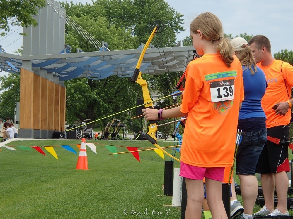 View 500 - youth learning archery, Humanity, Firemen's Park Minnesota USA, Summer 2016