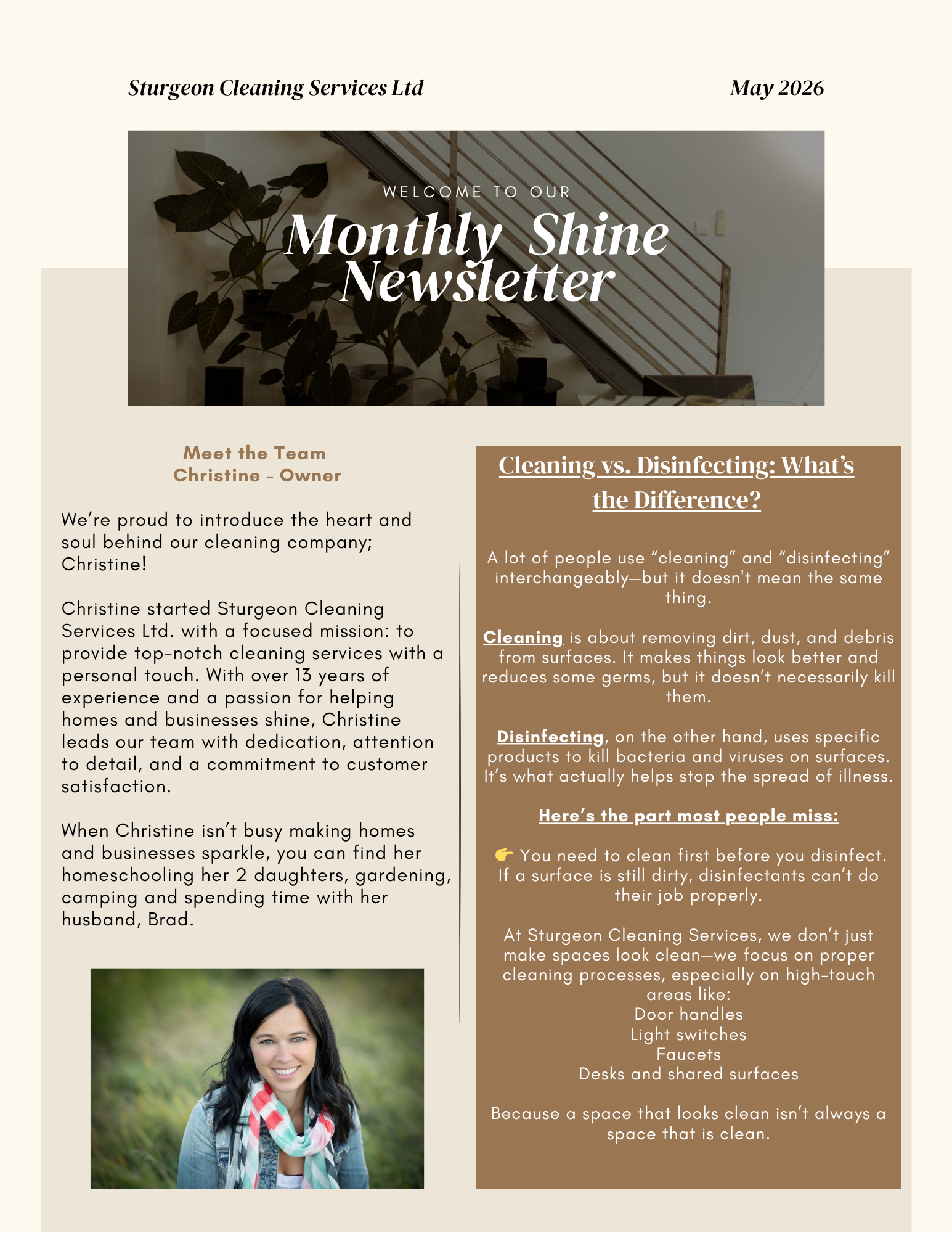 May Newsletter: Cleaning vs. Disinfecting