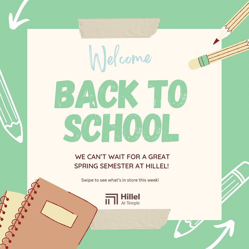 We can&rsquo;t wait to see you back on campus tomorrow! Join us for any and all of our welcome back programming this week at Hillel 🤩