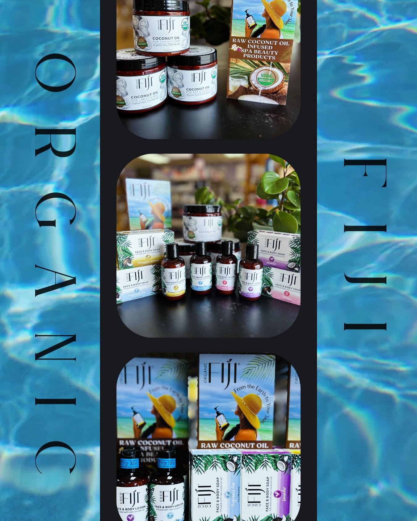 Introducing Organic Fiji- your passport to pure organic indulgence.  Crafted with the finest, organic coconut oil, our newest product line here at Nature&rsquo;s Presence, offers a luxurious range of lotions, soaps, lip balms, and scrubs. Dive into a