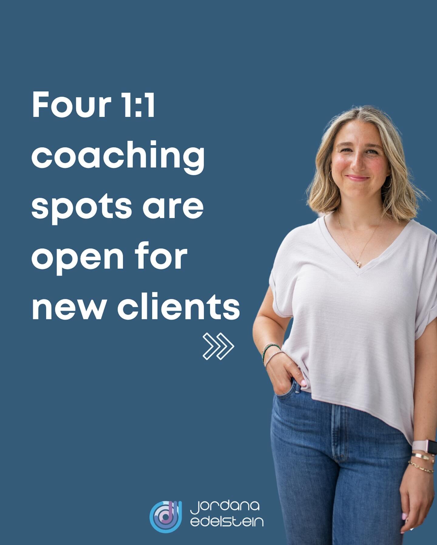 Four 1:1 nutrition, behavior and body image coaching spots are open for new clients. Once these spots are filled there will be a waitlist. 

Two spots will be for people who want to start coaching mid April, one spot will start 5/1 and one spot will 