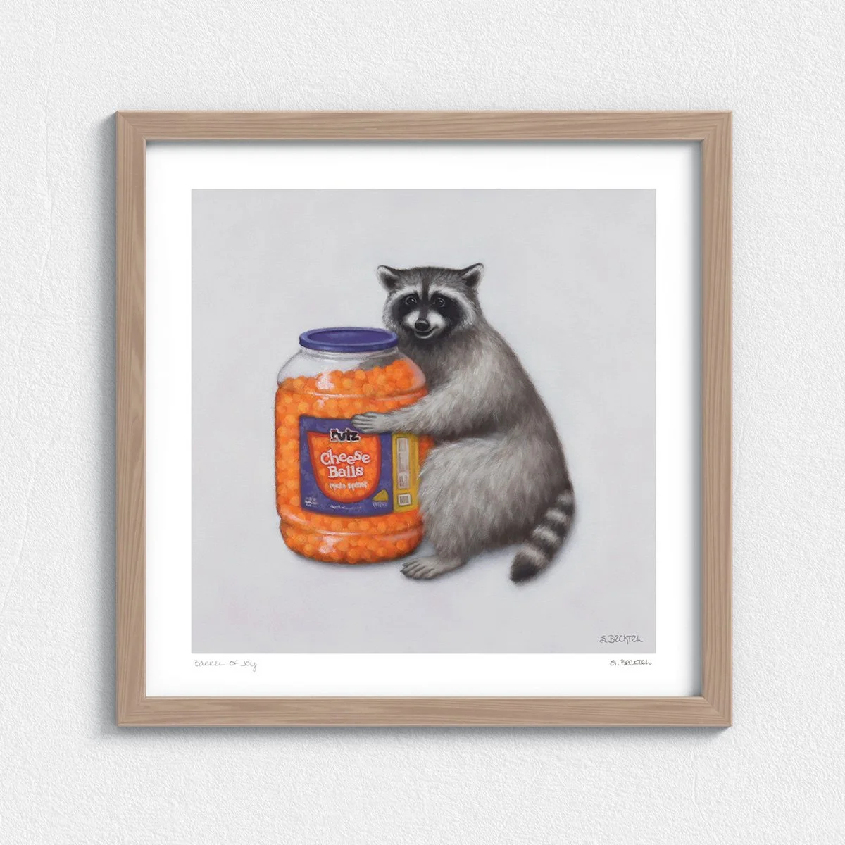 barrel of joy raccoon print framed.jpg