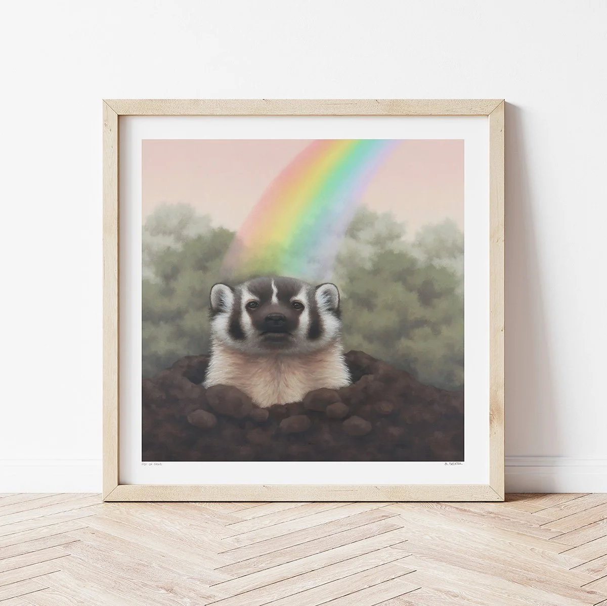 pot of gold framed badger with rainbow.jpg