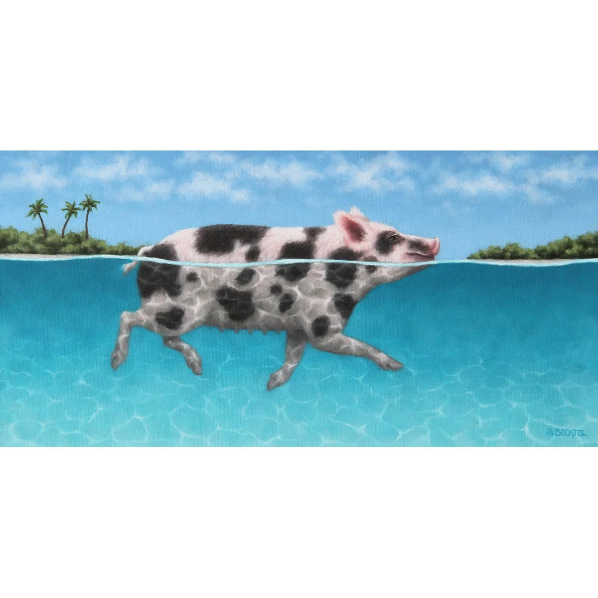 Swimming Pig III │ 8" x 16" │ Oil on Panel  *Sold, Private Collection