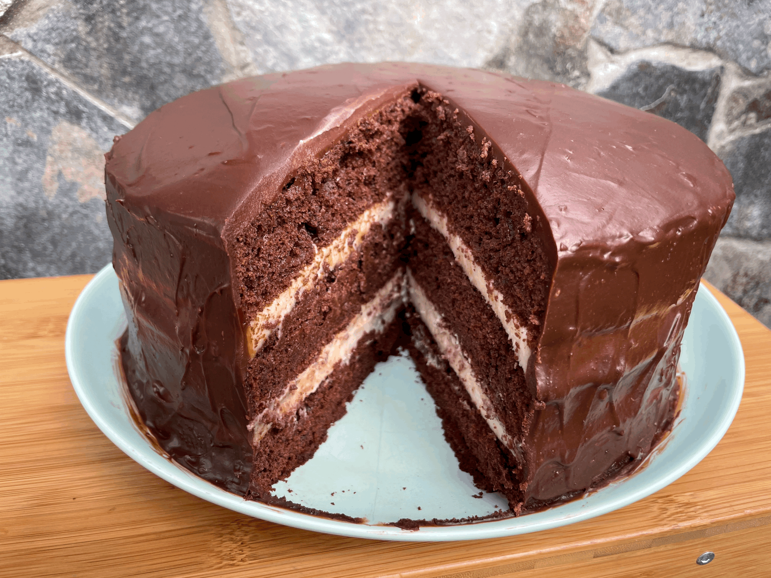 Banana Custard Chocolate Cake