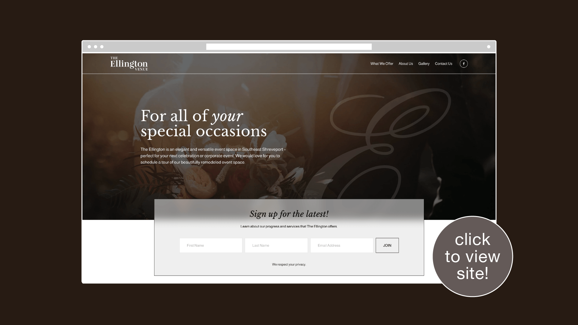 Ellington Venue Website