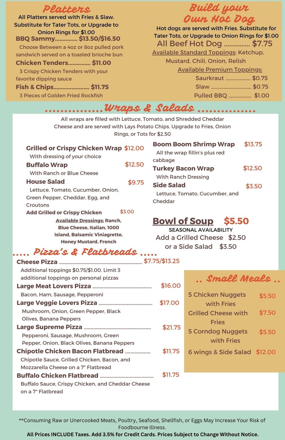 Menu — Hot Shots Bar & Grill