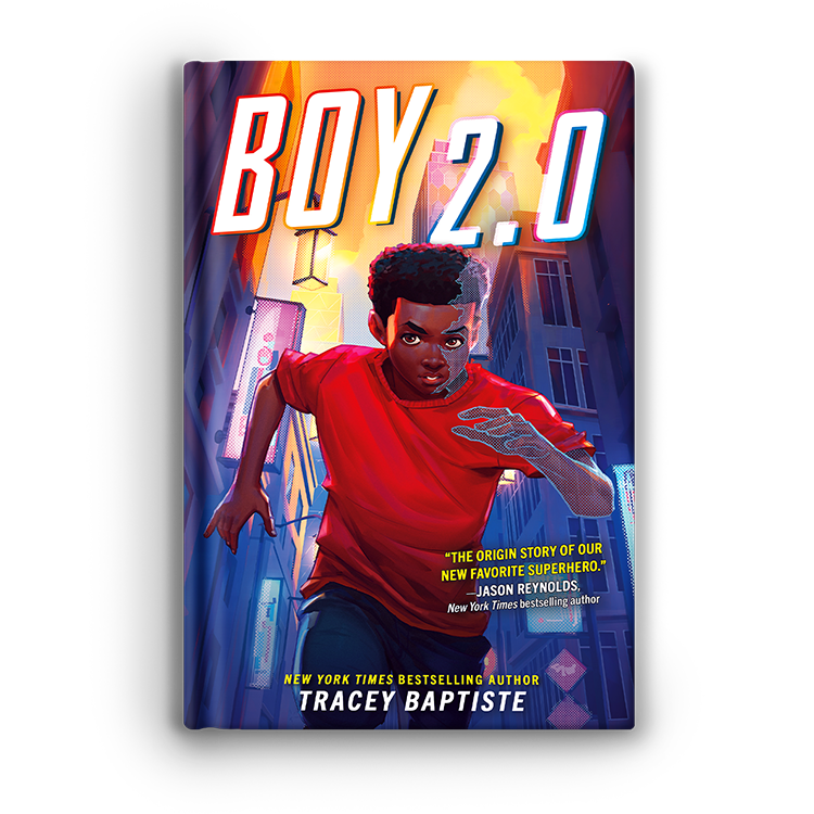  Boy 2.0  (paperback design) by Tracey Baptiste. Cover art by Godwin Akpan. 