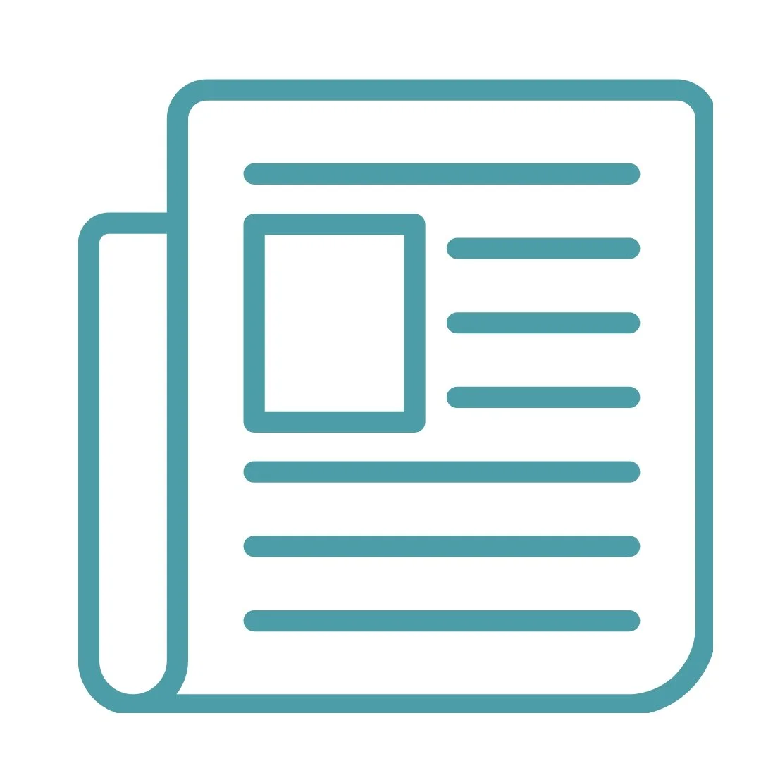 Outline of a newspaper displaying text and a picture.