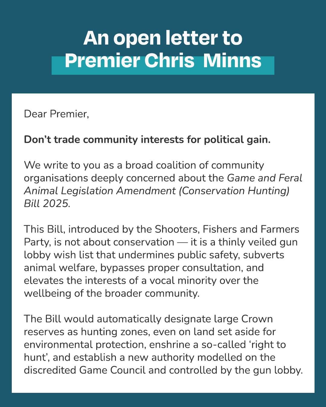 🚨Good news: Passage of NSW Hunting Bill denied and sent to a committee for proper review. 

We&rsquo;re proud to stand with a powerful coalition of child protection, public health, gun control, and animal protection organisations in opposing the Sho