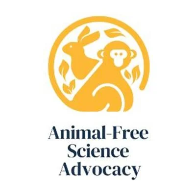 Logo of Animal-Free Science Advocacy featuring a stylized animal silhouette within a circular design.