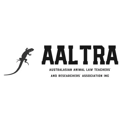 Logo for AALTRA, the Australasian Animal Law Teachers and Researchers' Association Inc., featuring a lizard illustration.
