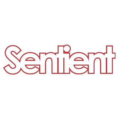 The word 'Sentient' in red outline text on a white background.