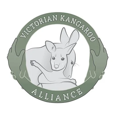 Logo of the Victorian Kangaroo Alliance featuring a kangaroo inside a circular frame with hands holding the frame.