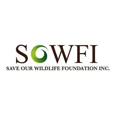 Logo of Save Our Wildlife Foundation Inc. with the abbreviation SOWFI and a green swirl design.