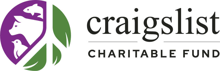 Logo of Craigslist Charitable Fund featuring silhouettes of animals within a purple and green circular design.
