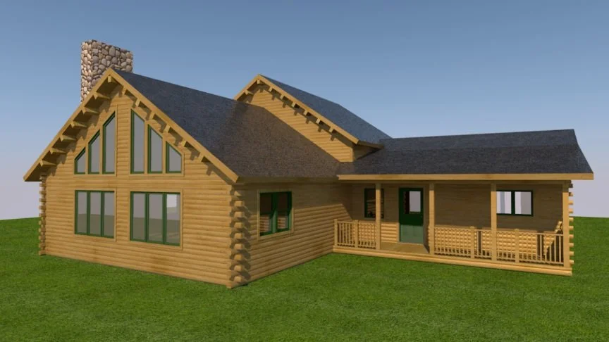 architectural rendering of log cabin