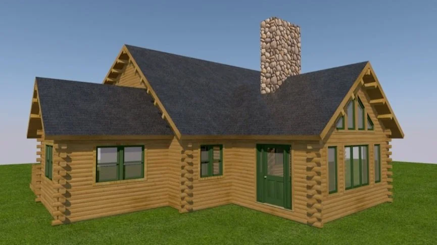 architectural rendering of log cabin